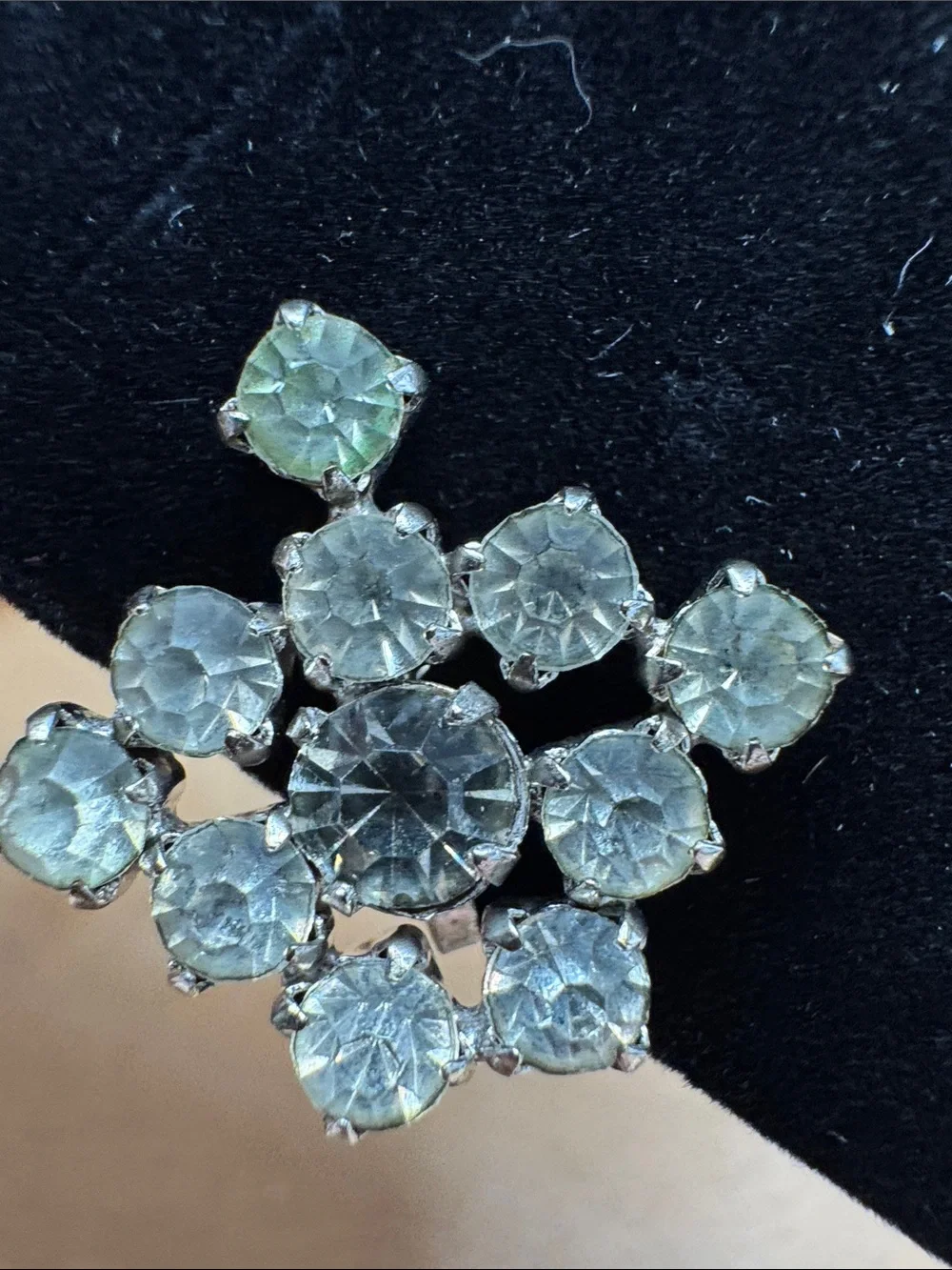 Vintage Sterling Crystal Cluster Brooch and Earring Set